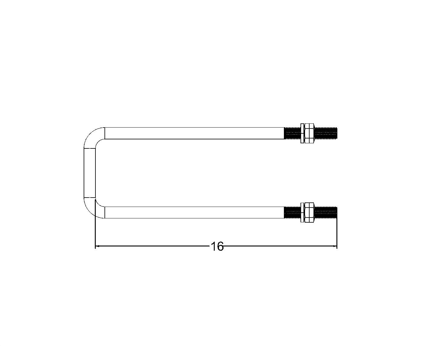 3/4"-10t X 16in Ubolt ( 4-1/2" Between Legs )