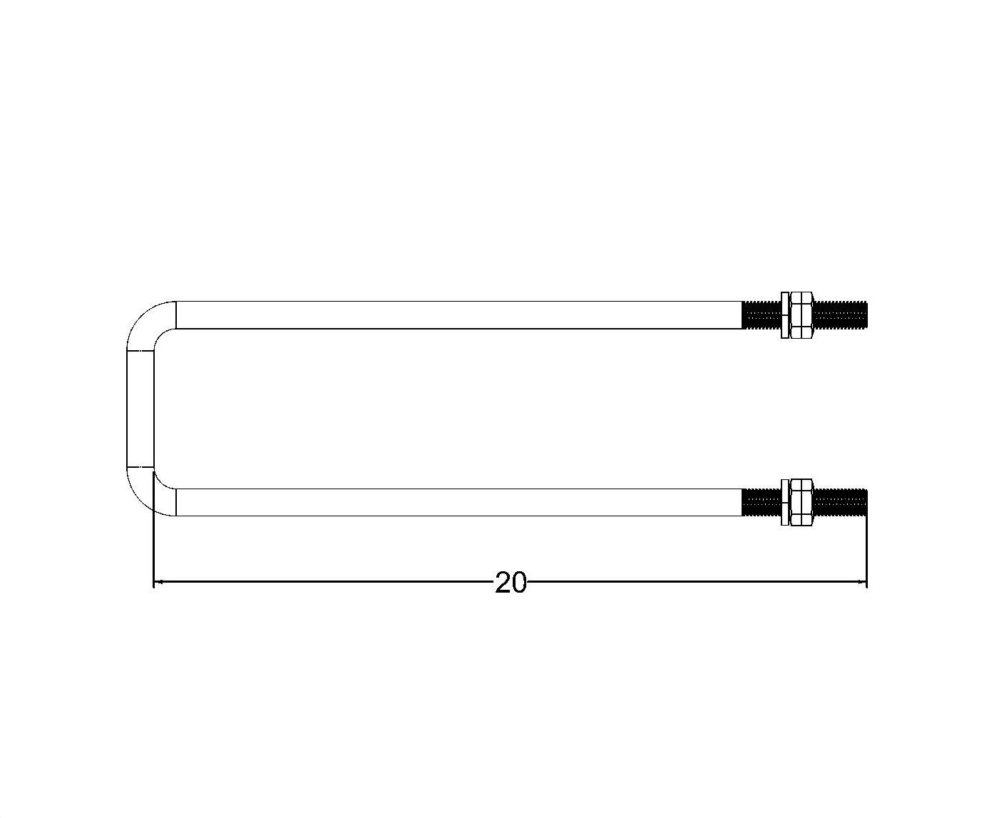 3/4"-10t X 20in Ubolt ( 4-1/2" Between Legs )