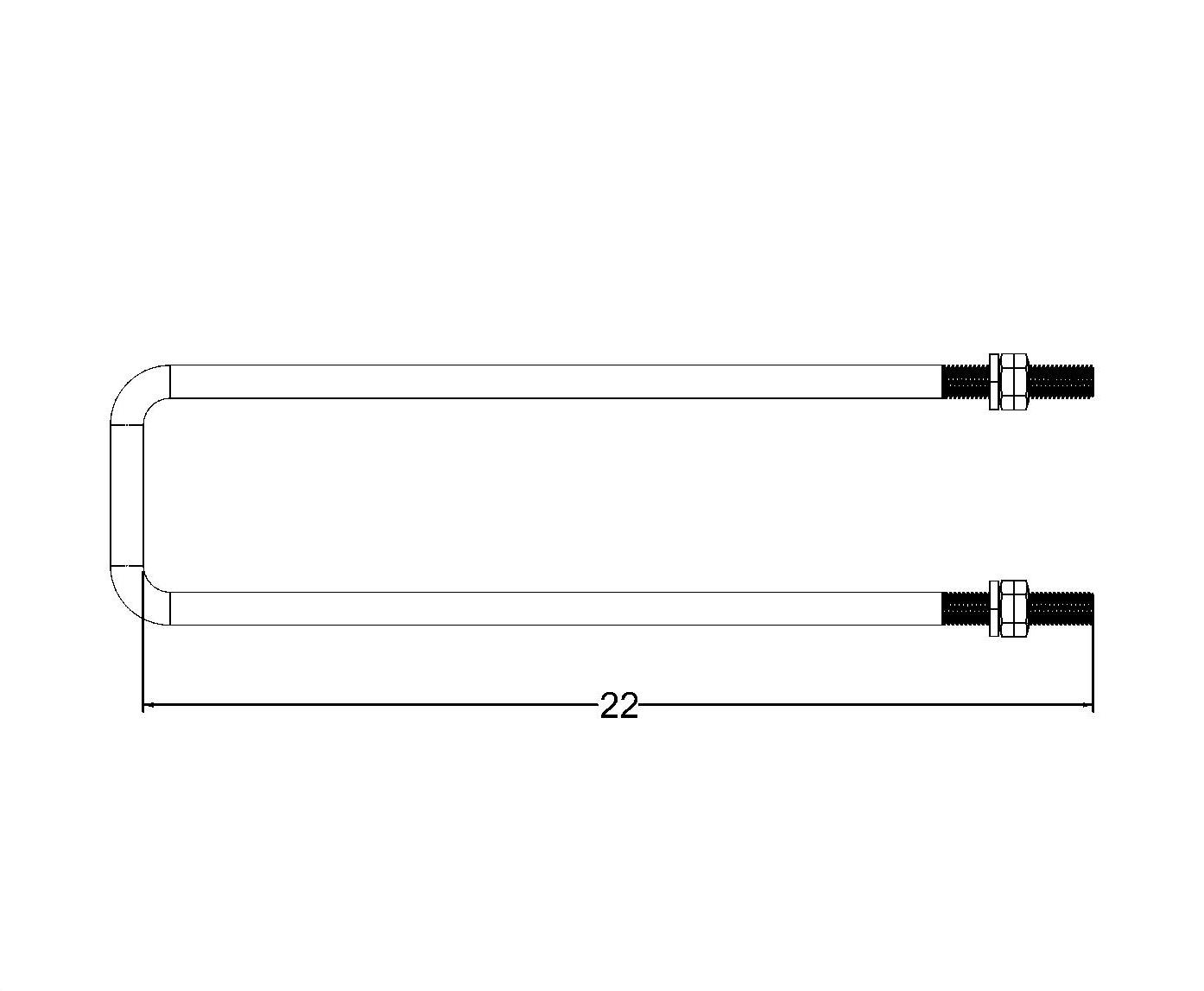 3/4"-10t X 22in Ubolt ( 4-1/2" Between Legs )