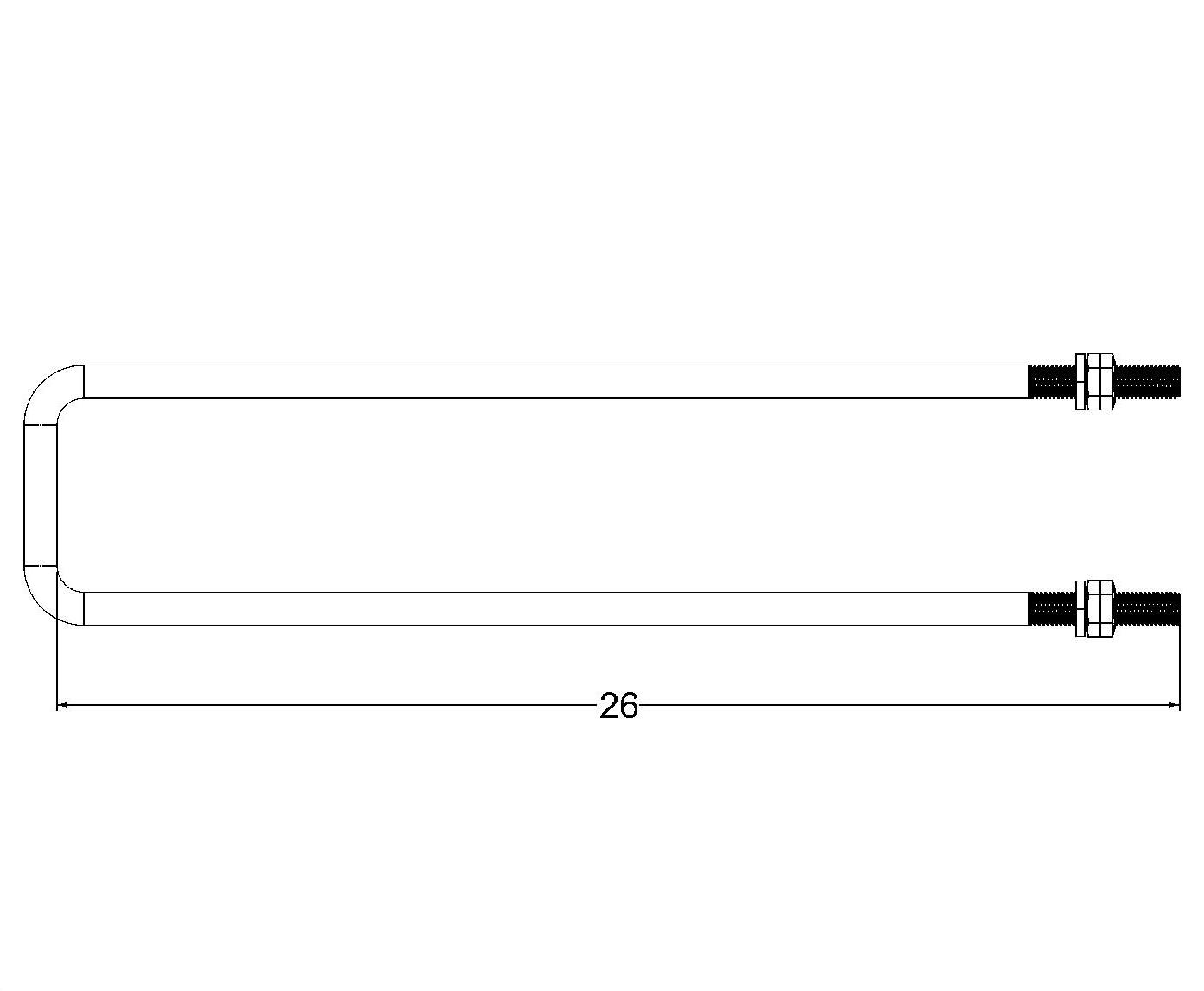 3/4"-10t X 26in Ubolt ( 4-1/2" Between Legs )