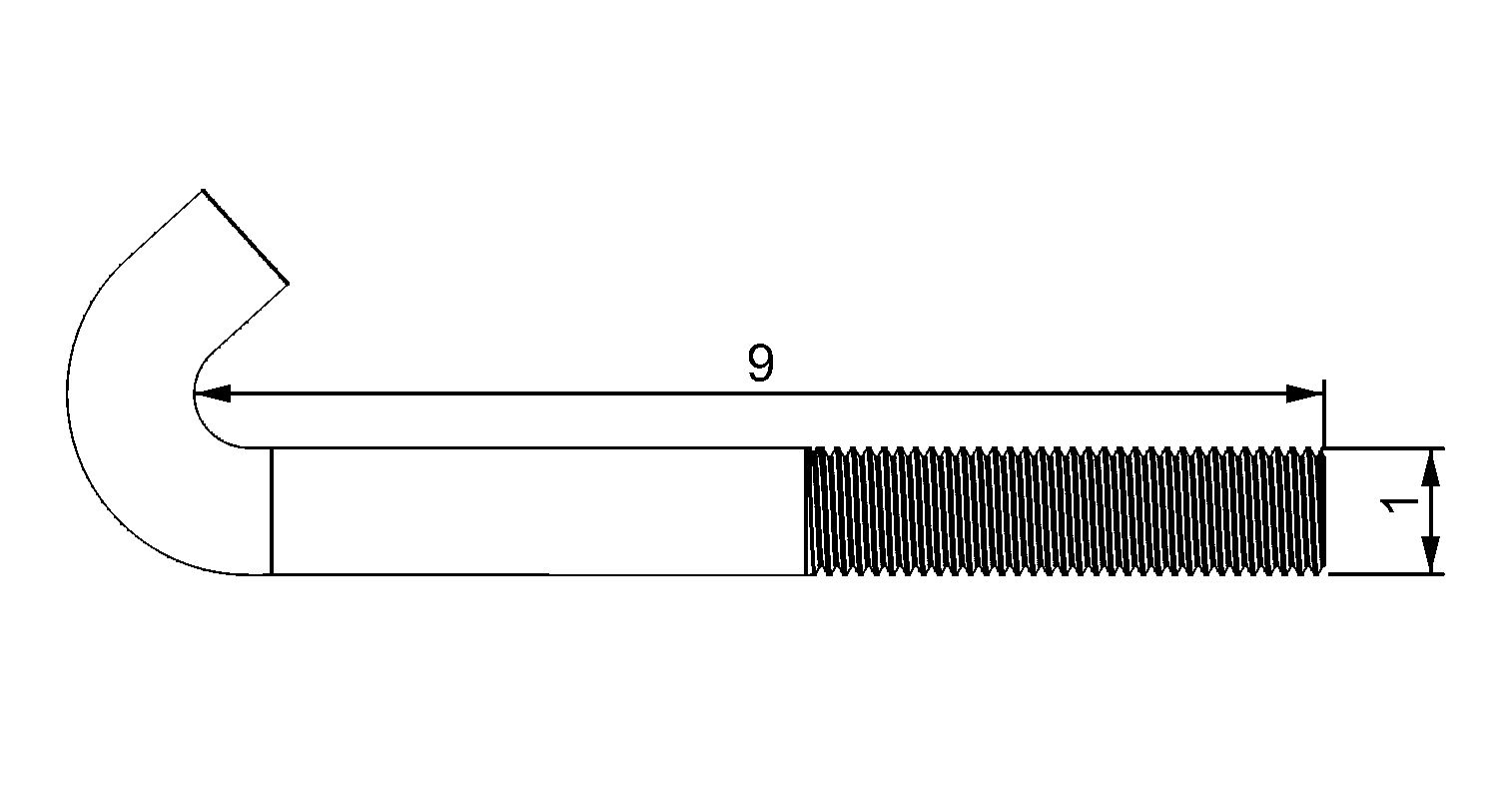 Standard 1 X 9" J-Bolt